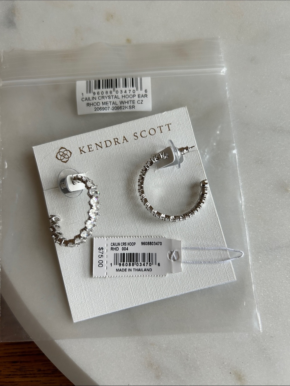 Kendra Scott White Crystal Cailin Hoop Earrings